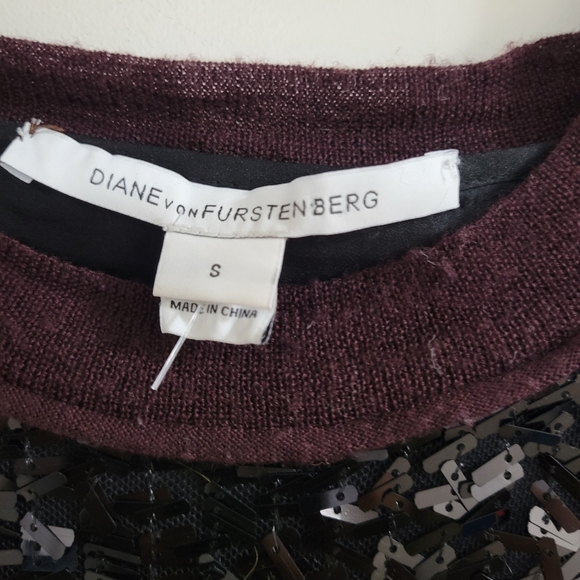 Diane Von Furstenberg purple wool sequin dress S - Picture 4 of 7